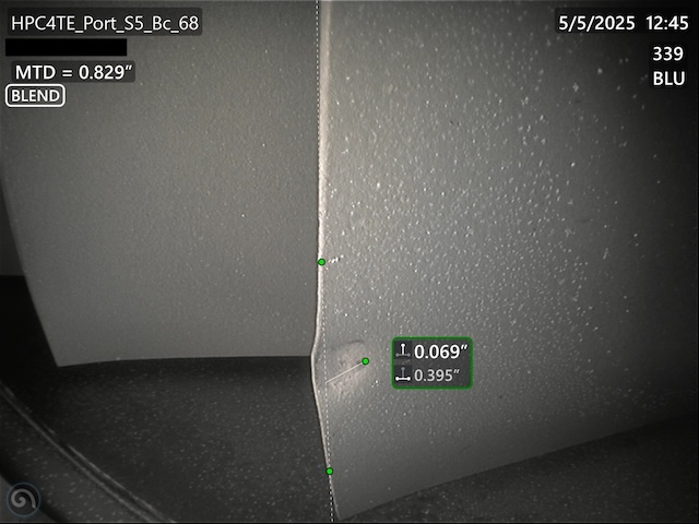 HPC Blade with defect outside AMM limits before blend repair